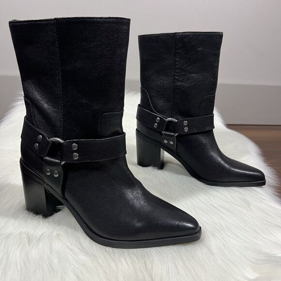 NEW Steve Madden Women's Size 6.5 M Black Leather Alessio Ankle‎ Boot Bootie - Picture 4 of 13